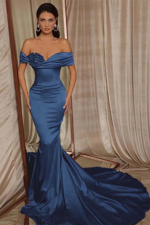 Chic Off-the-Shoulder Mermaid Elegant Evening Dresses Beadings
