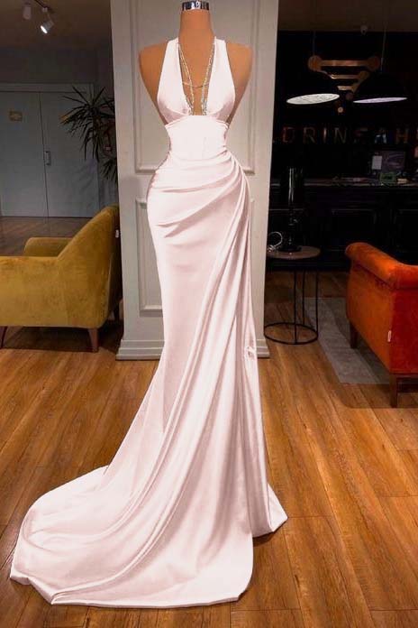 Halter V-Neck Mermaid Prom Dress Elegant