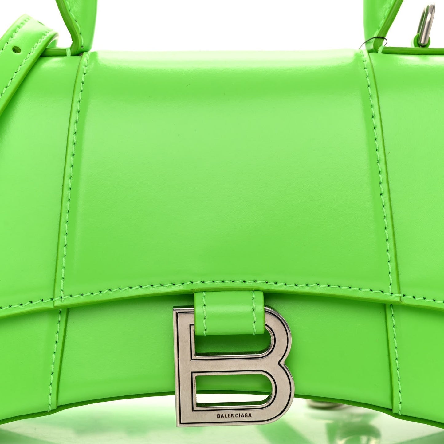 Shiny Box Calfskin Hourglass Top Handle Bag XS Fluo Green