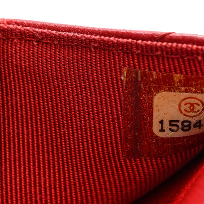 Lambskin Quilted Wallet On Chain WOC Red