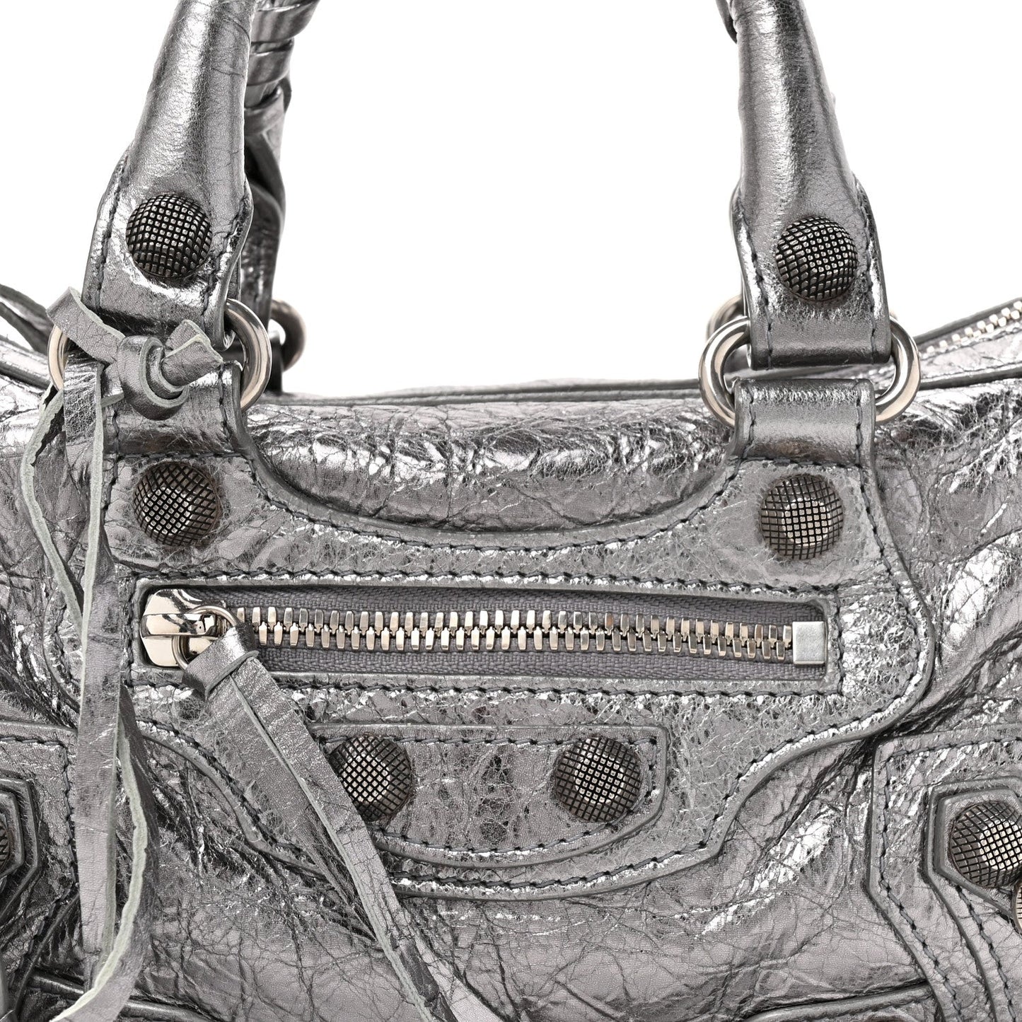 Metallic Agneau Arena Mini Le Cagole Duffle Crossbody Bag Silver