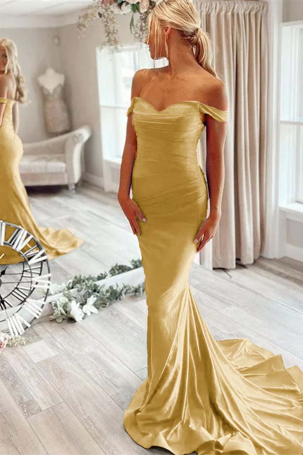 Off-The-Shoulder Mermaid Royal Blue Prom Dress