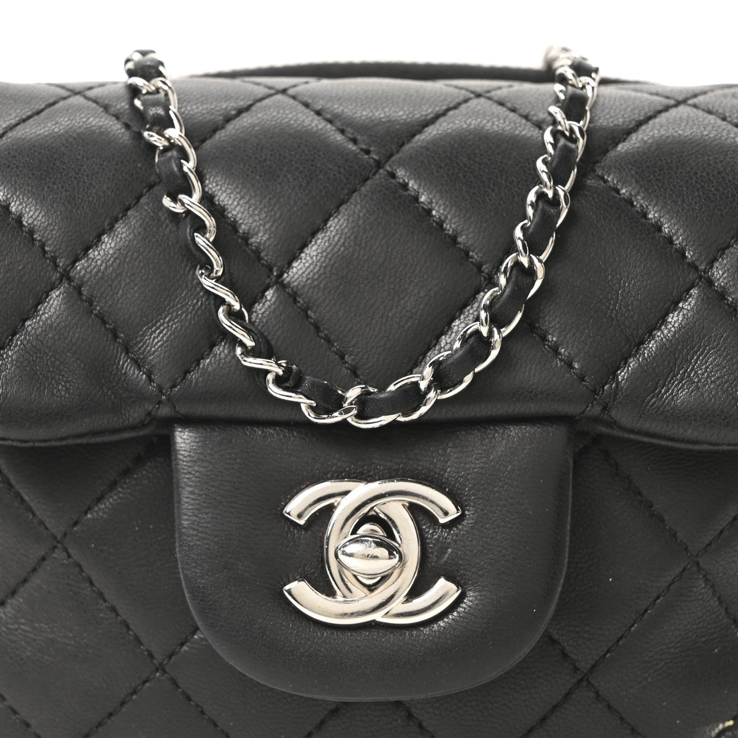 Lambskin Stitched New Mini Flap Black