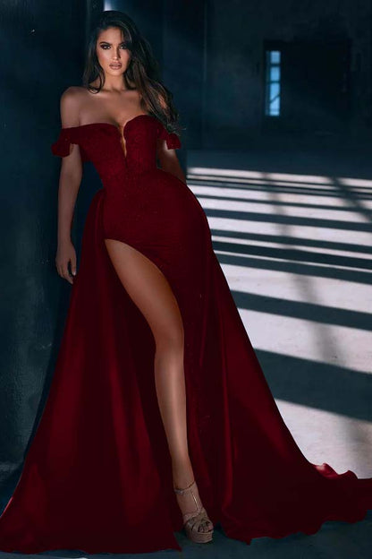 Blue Sweetheart Mermaid Prom Dress Sequins With Slit