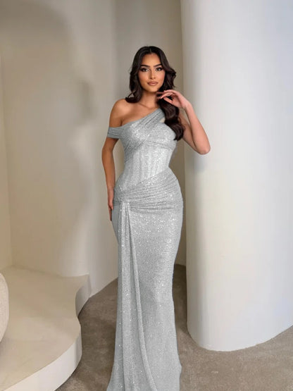 Stunning Sleeveless Sequins Floor Long Mermaid Evening Dress