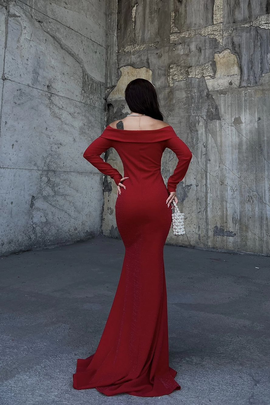 Stunning Dark Green Strapless Long Sleeves Deep V Neck Mermaid Prom Dress with Split