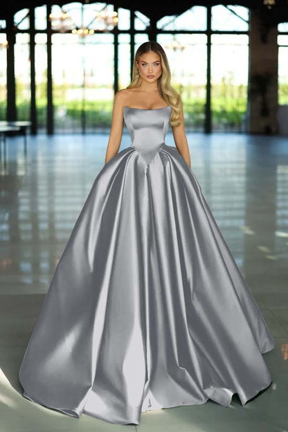 Green Strapless Long Prom Dress A-Line Sleeveless