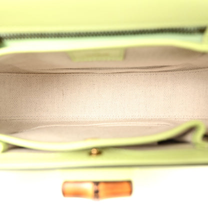 Boarded Dyana Lux Calfskin Web Small Bamboo 1947 Top Handle Bag Light Green