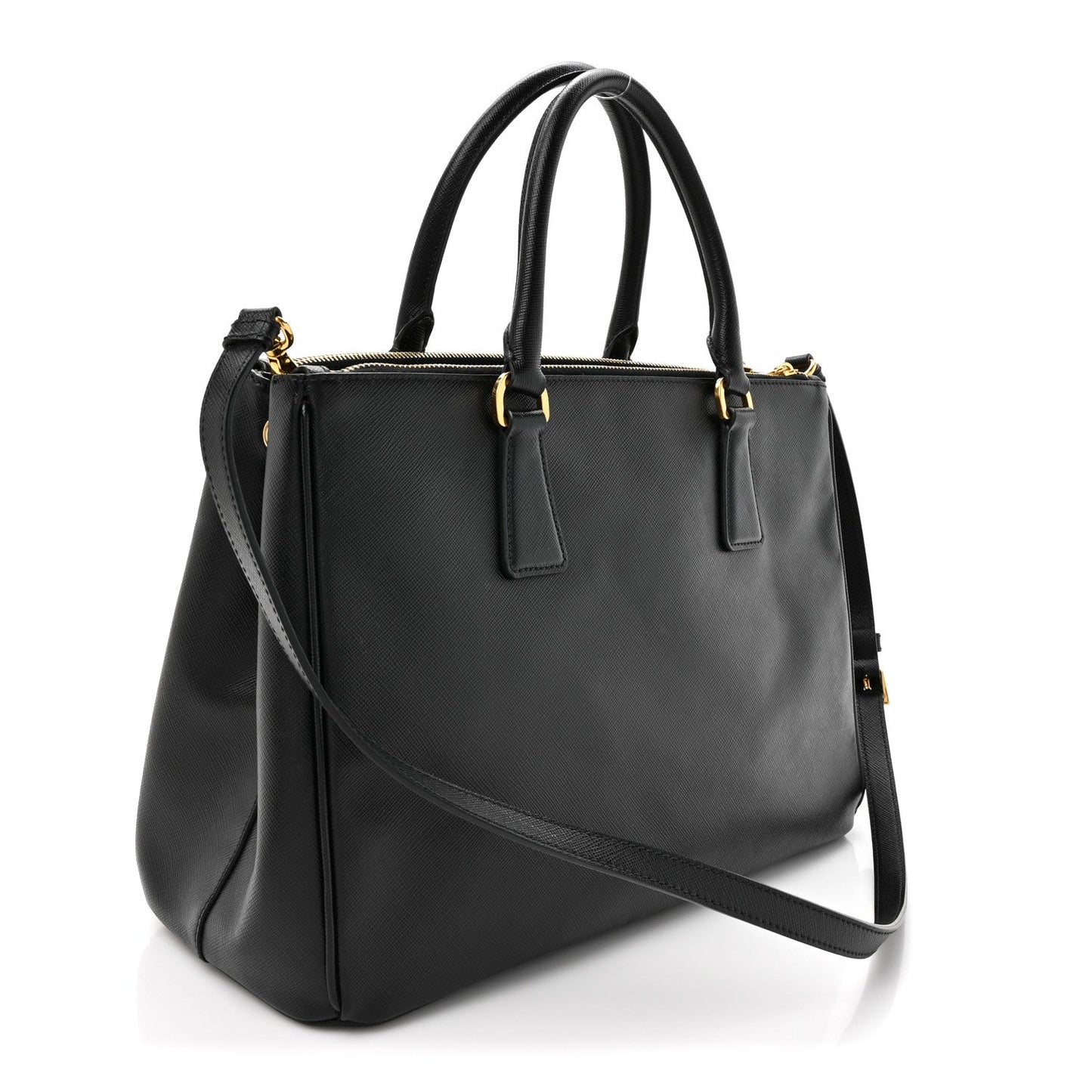 Saffiano Medium Galleria Double Zip Tote Black