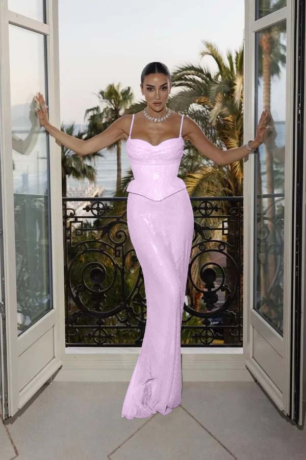 Spaghetti Straps Mermaid Sleeveless Prom Dress With Sequins