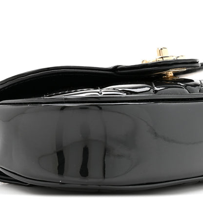Patent Calfskin Quilted Mini Flap Black