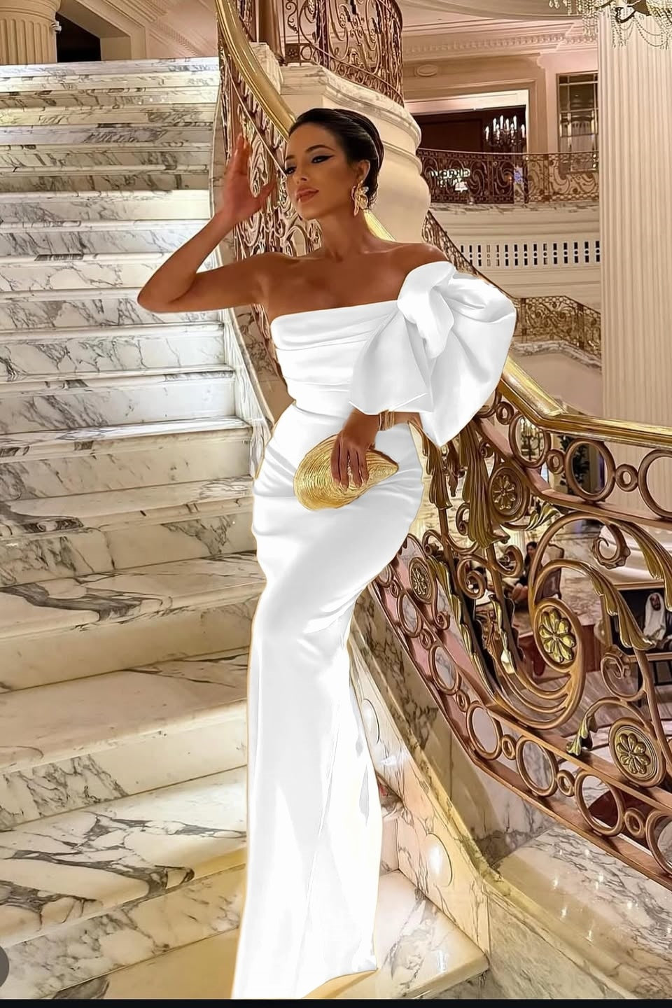 Sleeveless Strapless Mermaid Prom Dress With Bow