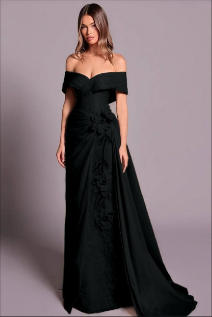 V-Neck Strapless Sleeveless Long Sheath Evening Dress With Appliques