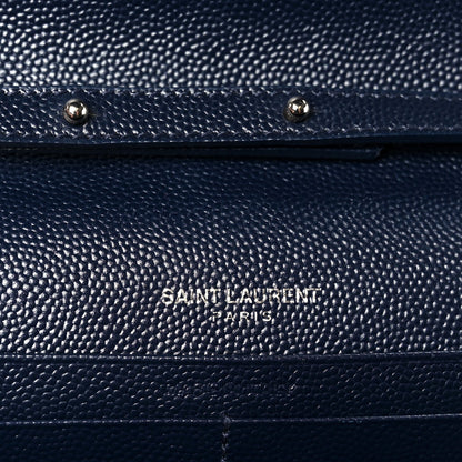 Grain De Poudre Matelasse Chevron Monogram Chain Wallet Deep Marine