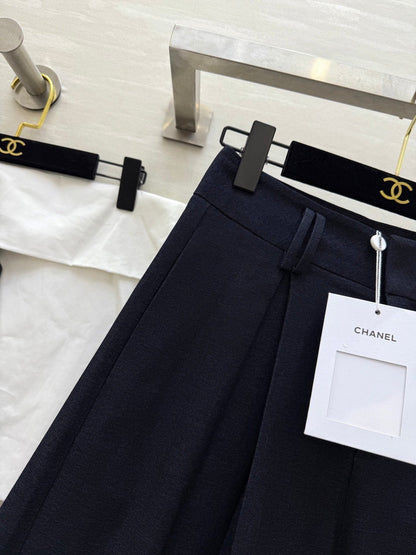 CC Straight-Leg Wide-Leg Trousers Black Cotton 346625
