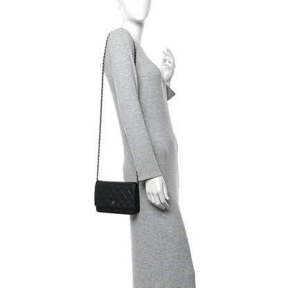 Caviar Quilted Wallet On Chain WOC Black