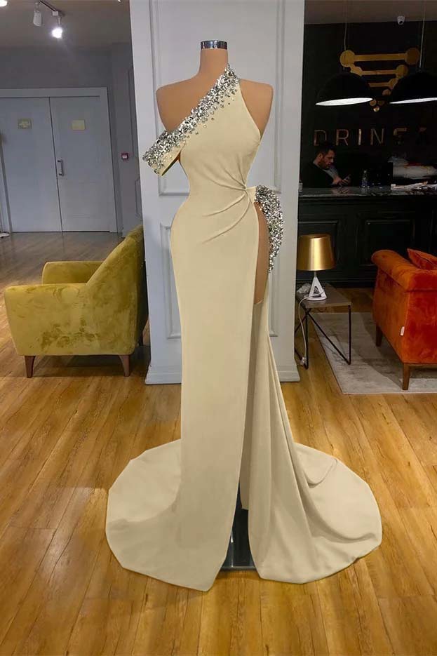 Mermaid Beadings Glorious Prom Dress Off-The-Shoulder With Slit