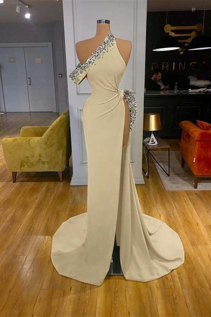 Mermaid Beadings Glorious Prom Dress Off-The-Shoulder With Slit