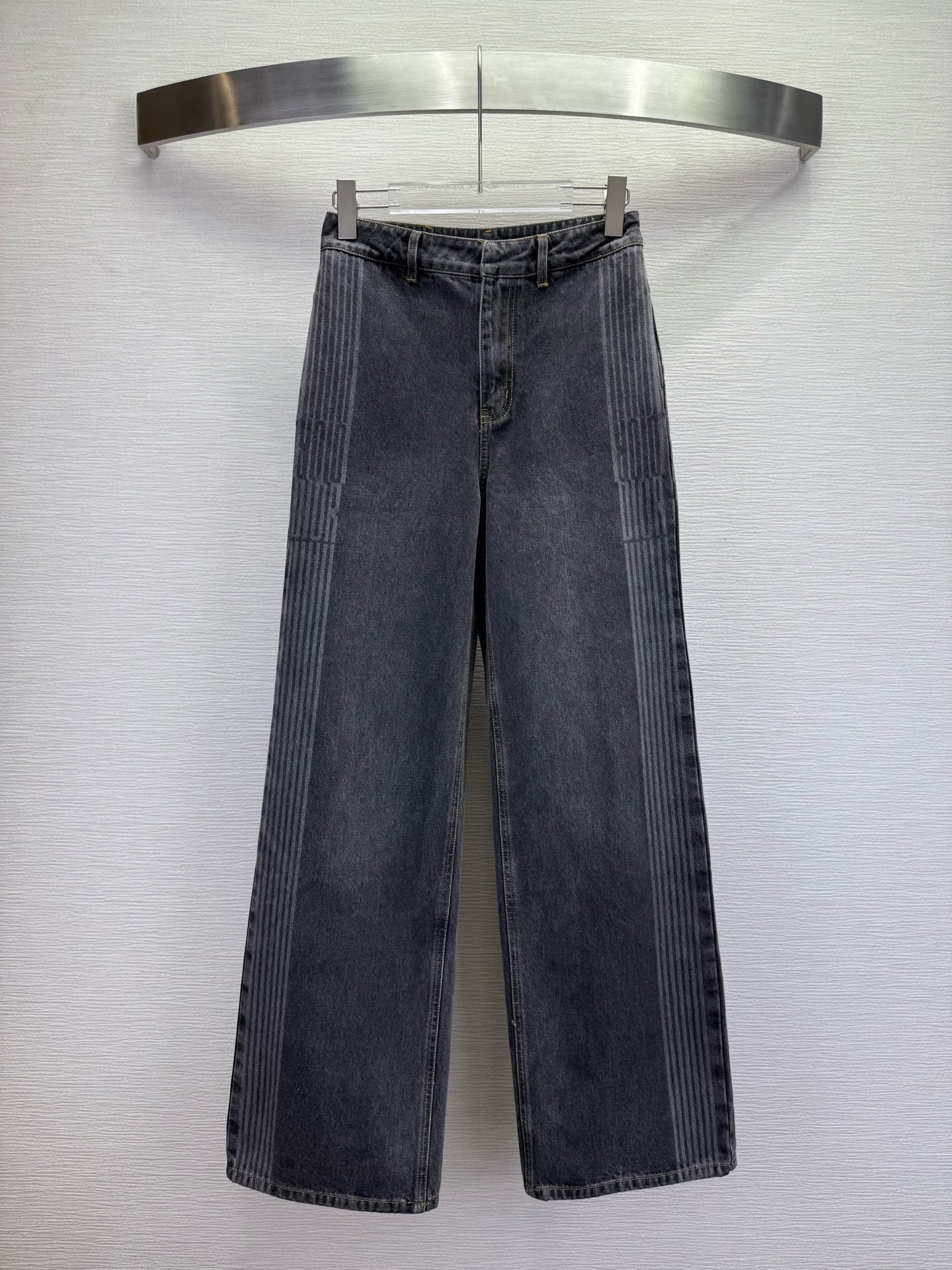 CD 25SS Laser Printed Stripe Pattern Wide-Leg Jeans Dark Gray Cotton 306514