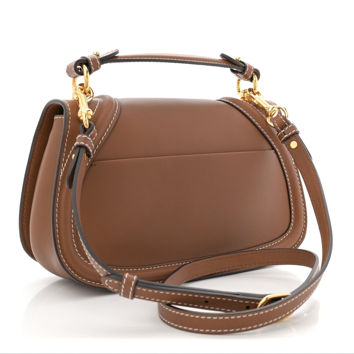 Roxy Calfskin Medium Blondie Top Handle Bag Brown