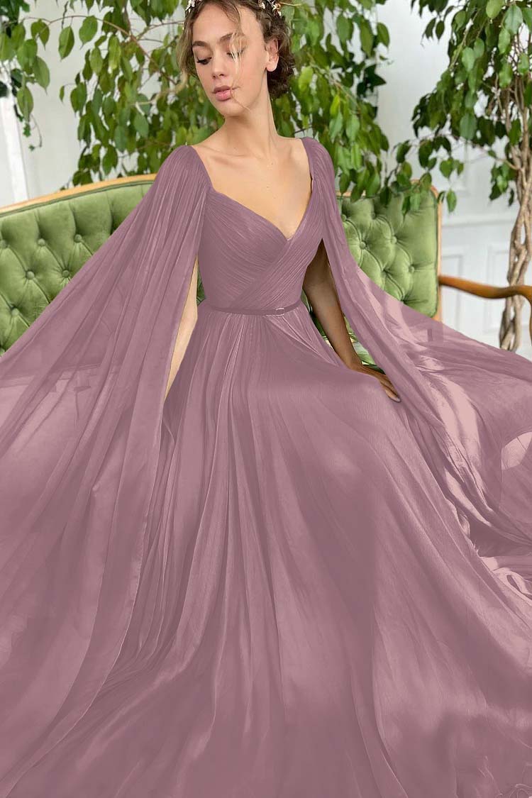 Elegant Green Long Puffy Sleeves Formal Prom Dress Sweetheart Tulle With Split