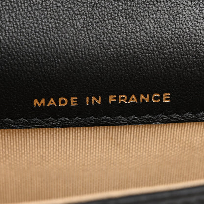 Lambskin Quilted Pearl Crush Flap With Chain Black