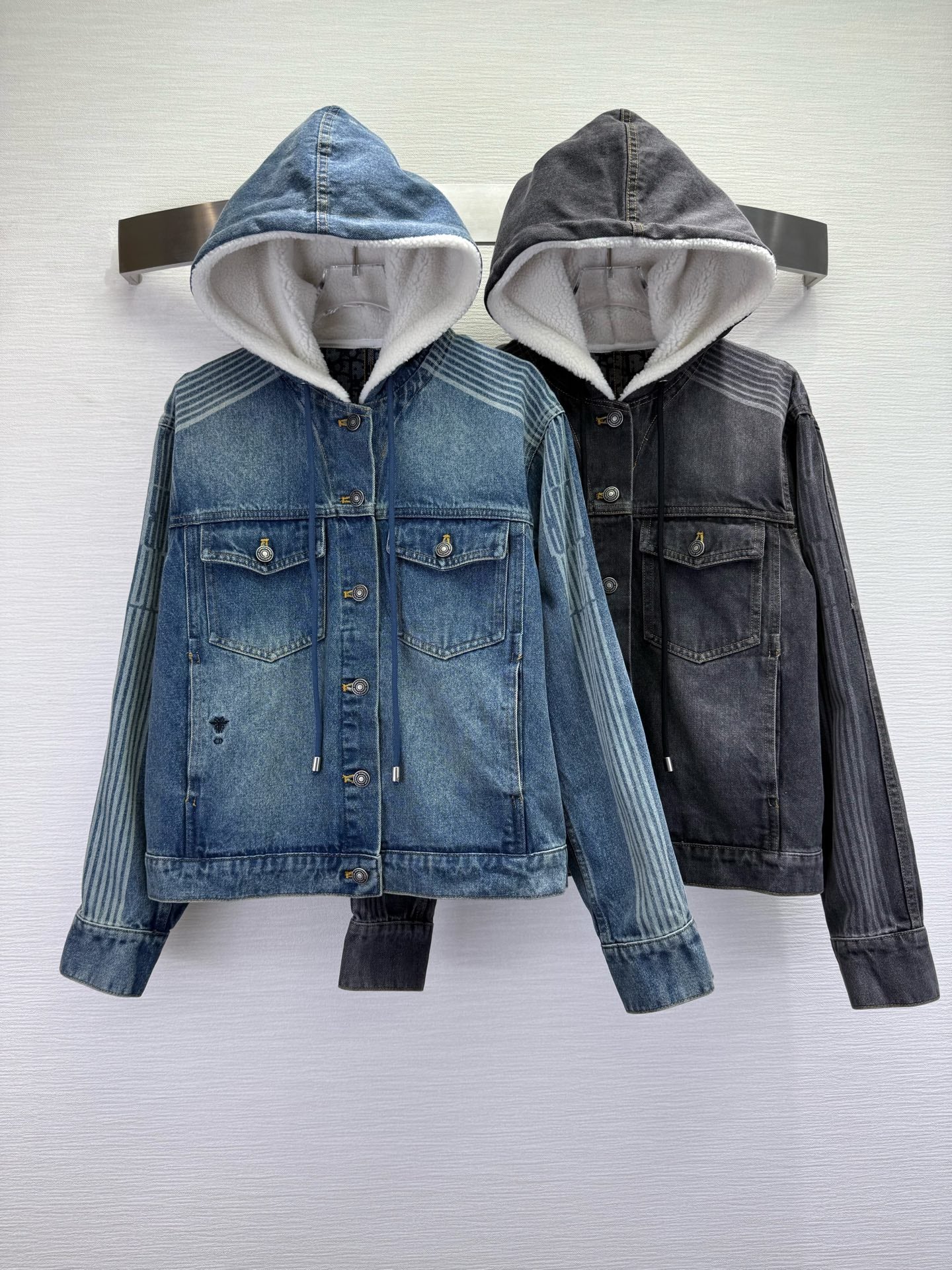 CD 25SS Polar Fleece Composite Denim Hooded Jacket Dark Gray Cotton 306527