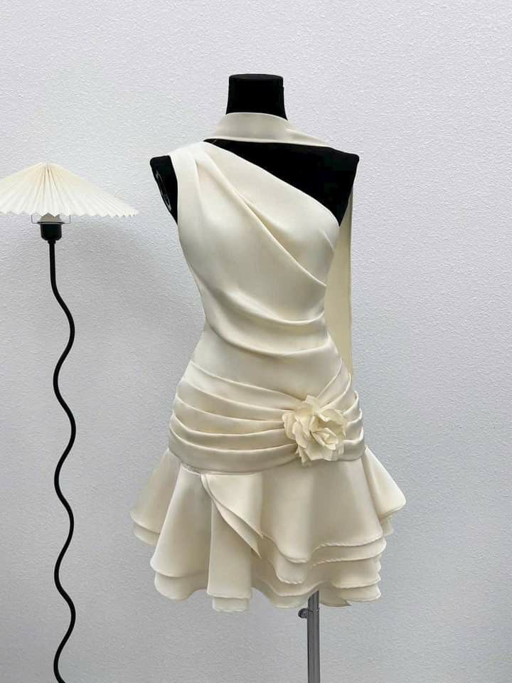 Beautiful One Shoulder Satin Pleated A Line Homecoming Dress S230