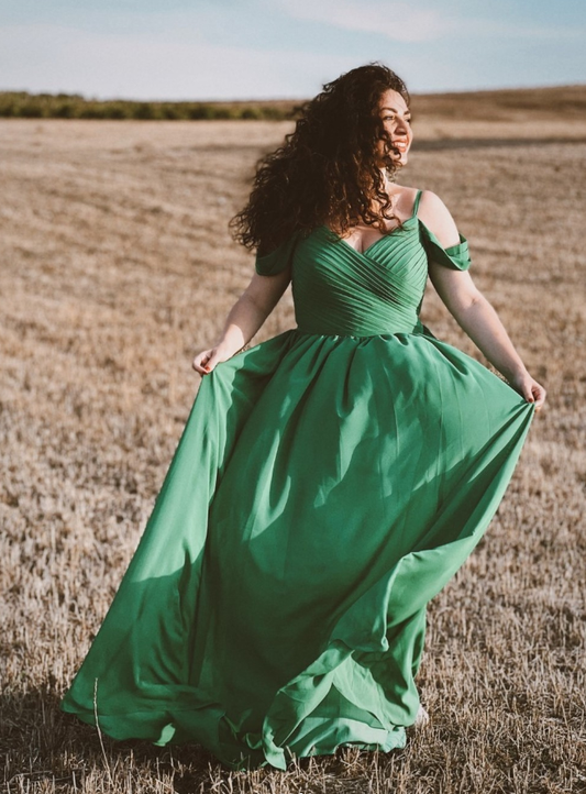 Elegant A Line Off the Shoulder Green Satin Long Prom Dress Evening Dress SH2016