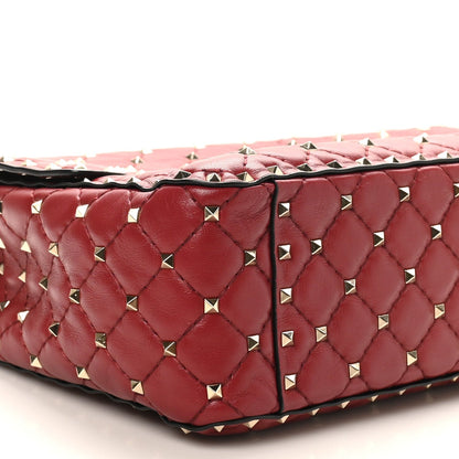 Nappa Large Rockstud Spike Shoulder Bag Rubino