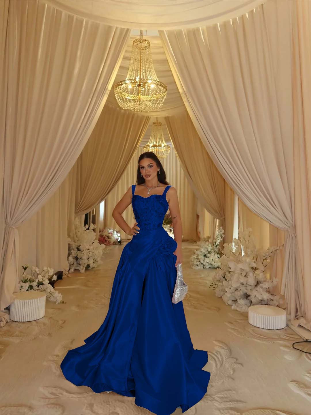 Elegant Pink Sleeveless Wide Straps A Line Beading Embroidery Prom Dress