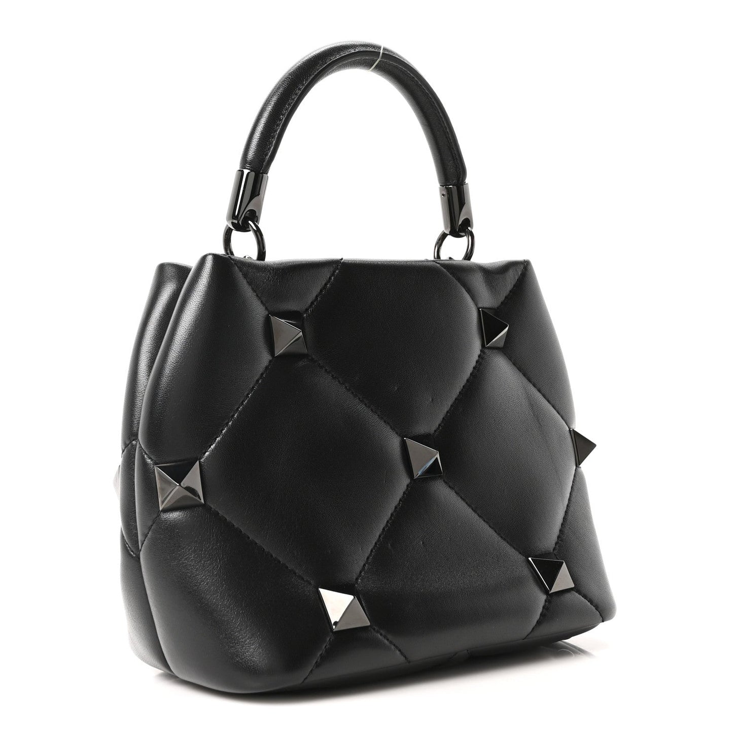 Nappa Monochrome Small Roman Stud The Handle Bag Black