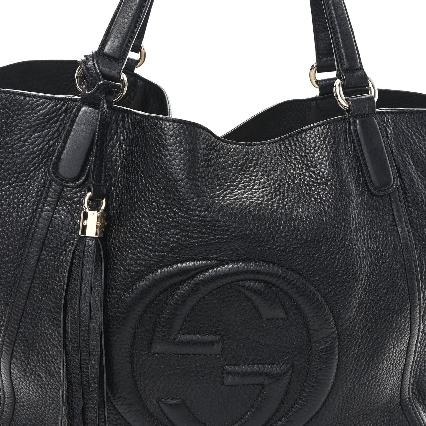 Pebbled Calfskin Medium Soho Shoulder Bag Black