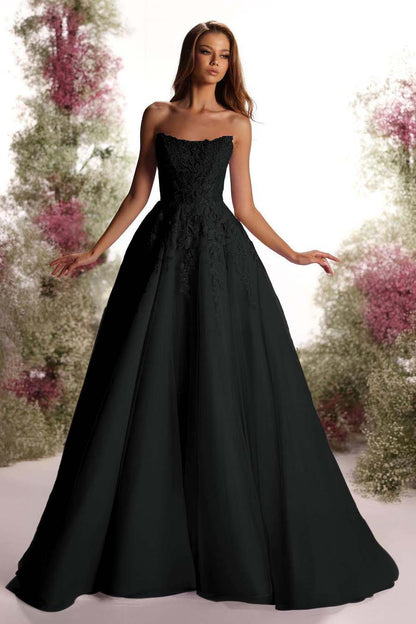 Beautiful Purple Tulle Sleeveless Strapless Applique A Line Prom Dress with Pleated