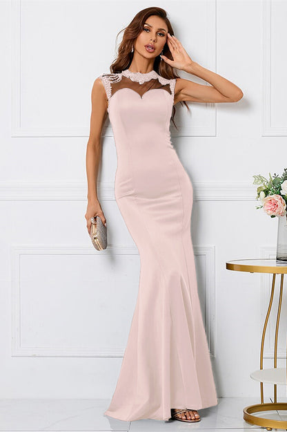 Black Mermaid Sleeveless Evening Dress High Collar With Beadings Online