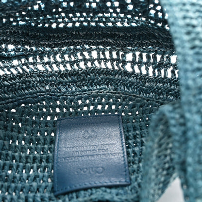 Raffia Calfskin Summer Banana Hobo Stormy Sea
