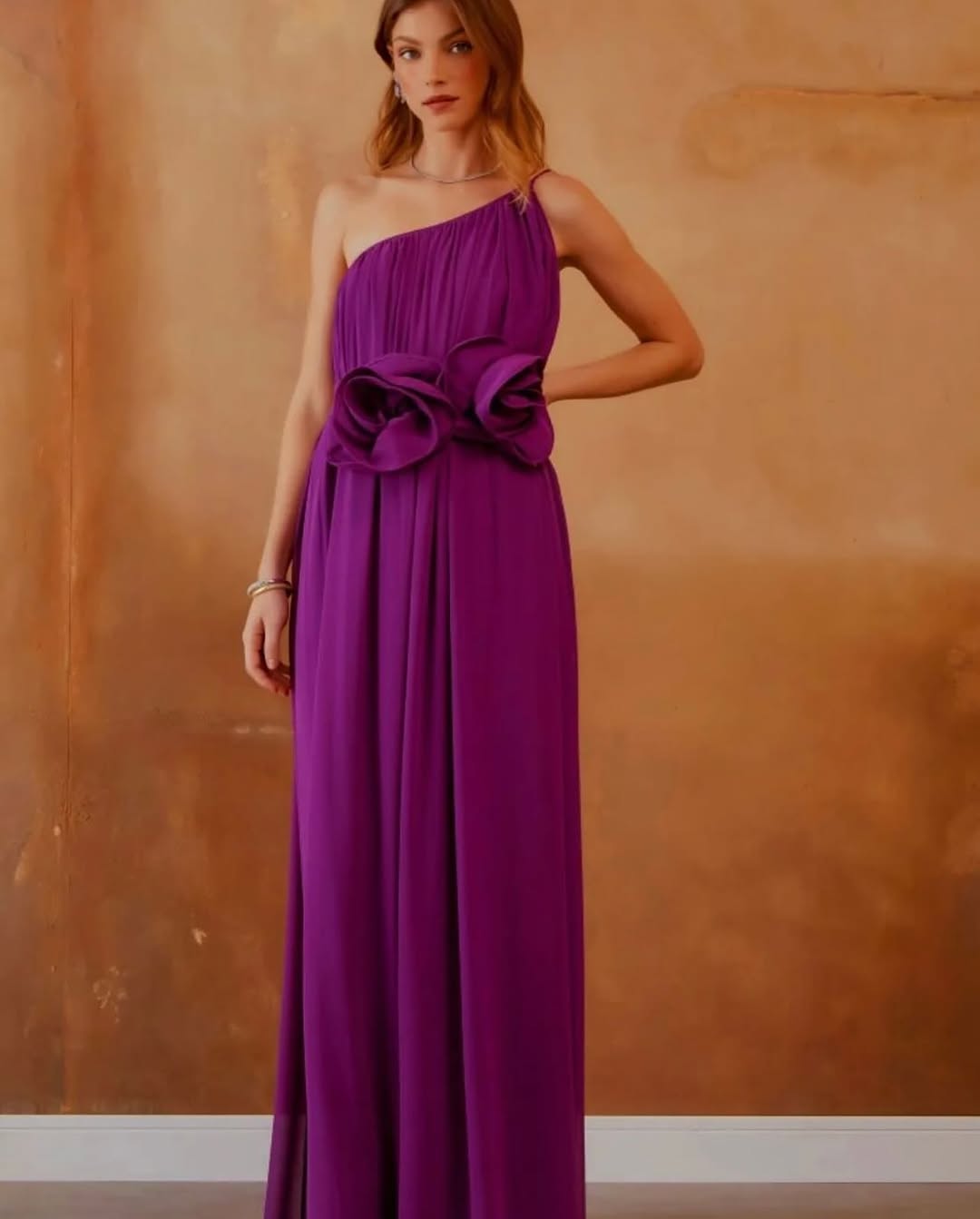 Sleeveless Halter Straps Asymmetric Handmade Flower Prom Dress