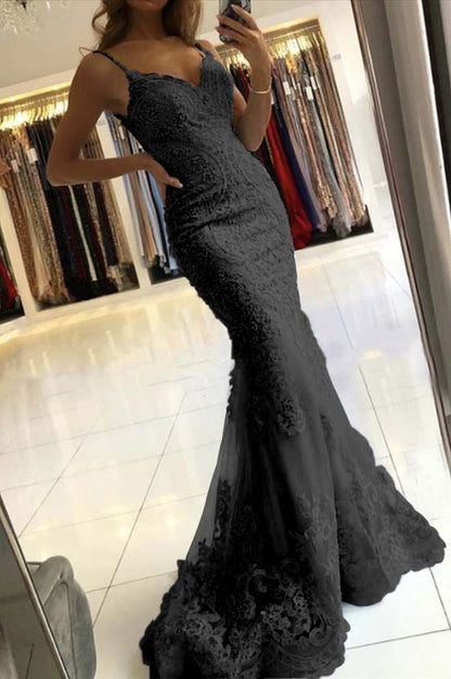 Mermaid Sky Blue Spaghetti-Straps Evening Dress