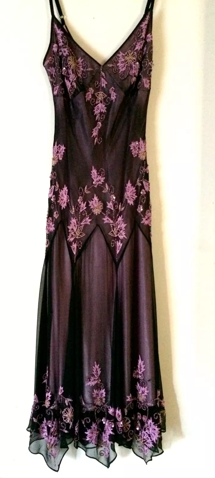 Dark Purple Spaghetti Straps Beading Vintage Party Dress Evening Gown MD7816
