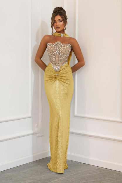 Sleeveless Strapless Mermaid Prom Dress With Beads