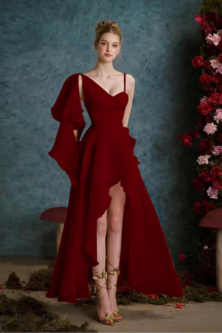 Sleeveless One Straps Sweetheart Long Slit Prom Dress With Slit