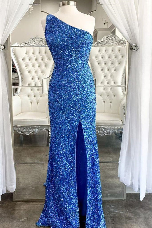 Amazing Sleeveless Mermaid Prom Dress One Shoulder With Slit
