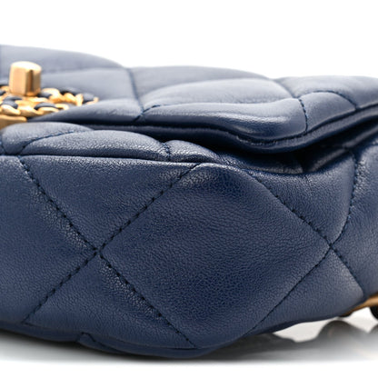 Goatskin Quilted Chanel 19 Waist Bag Dark Blue