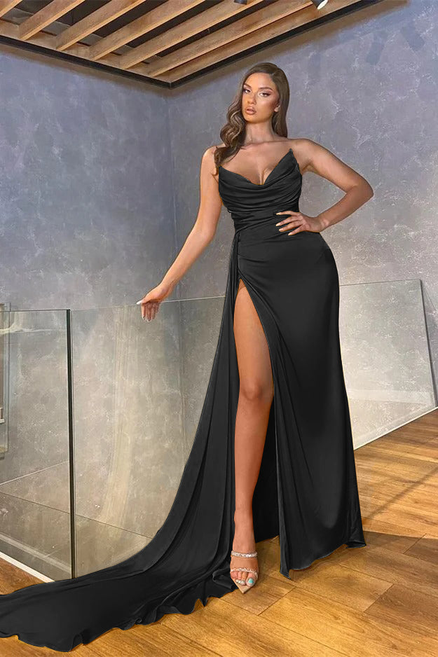 Mermaid Long Pleated Slit Prom Dress
