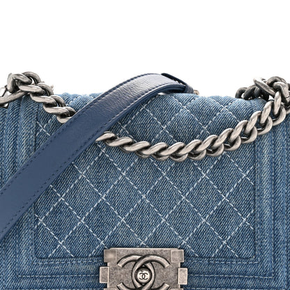 Denim Quilted Small Boy Flap Blue