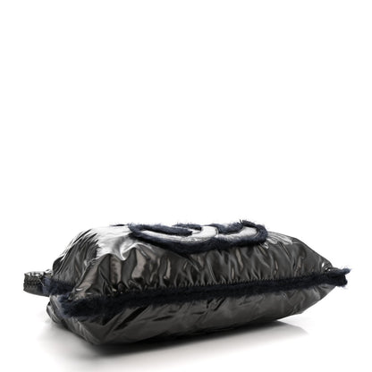 Vinyl Mohair Trimmed CC Bonbons Tote Black