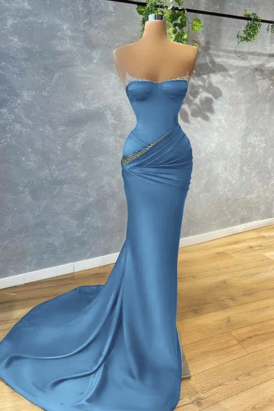 Dark Green Mermaid Prom Dress Strapless With beads