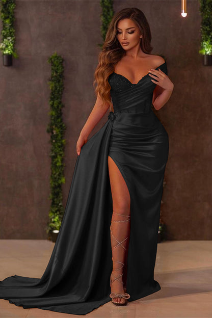 Red Long Ruffle Mermaid Slit Prom Dress Sequins With Sweetheart ED0058
