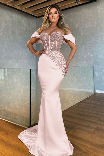 White Sweetheart Mermaid Evening Dress With Appliques
