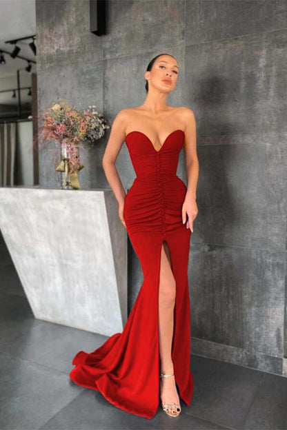 Purple Sweetheart Sleeveless Prom Dress Mermaid With Slit